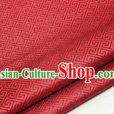 Chinese Traditional Royal Palace Back Pattern Mongolian Robe Red Satin Brocade Fabric, Chinese Ancient Costume Drapery Hanfu Tang Suit Material