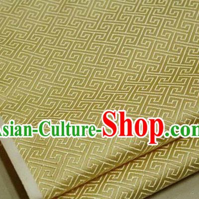 Chinese Traditional Royal Palace Back Pattern Mongolian Robe Yellow Satin Brocade Fabric, Chinese Ancient Costume Drapery Hanfu Tang Suit Material