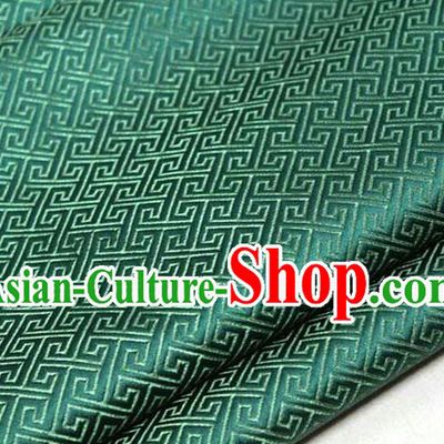 Chinese Traditional Royal Palace Back Pattern Mongolian Robe Deep Green Satin Brocade Fabric, Chinese Ancient Costume Drapery Hanfu Tang Suit Material