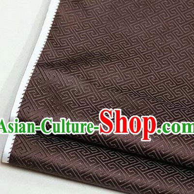 Chinese Traditional Royal Palace Back Pattern Mongolian Robe Deep Brown Satin Brocade Fabric, Chinese Ancient Costume Drapery Hanfu Tang Suit Material