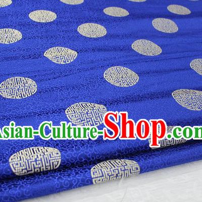 Chinese Traditional Royal Palace Longevity Pattern Mongolian Robe Royalblue Brocade Fabric, Chinese Ancient Costume Drapery Hanfu Tang Suit Material