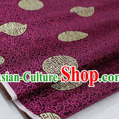 Chinese Traditional Royal Palace Longevity Pattern Mongolian Robe Purple Brocade Fabric, Chinese Ancient Costume Drapery Hanfu Tang Suit Material