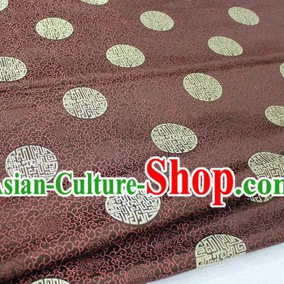 Chinese Traditional Royal Palace Longevity Pattern Mongolian Robe Coffee Brocade Fabric, Chinese Ancient Costume Drapery Hanfu Tang Suit Material