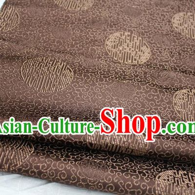 Chinese Traditional Royal Palace Longevity Pattern Mongolian Robe Brown Brocade Fabric, Chinese Ancient Costume Drapery Hanfu Tang Suit Material