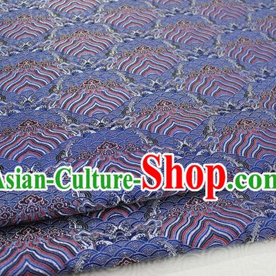 Chinese Traditional Royal Palace Pattern Mongolian Robe Royalblue Brocade Fabric, Chinese Ancient Emperor Costume Drapery Hanfu Tang Suit Material
