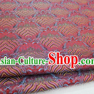 Chinese Traditional Royal Palace Pattern Mongolian Robe Red Brocade Fabric, Chinese Ancient Emperor Costume Drapery Hanfu Tang Suit Material