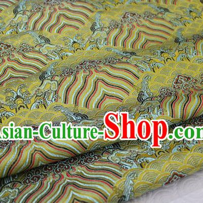 Chinese Traditional Royal Palace Pattern Mongolian Robe Golden Brocade Fabric, Chinese Ancient Emperor Costume Drapery Hanfu Tang Suit Material