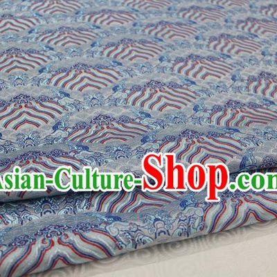 Chinese Traditional Royal Palace Pattern Mongolian Robe Blue Brocade Fabric, Chinese Ancient Emperor Costume Drapery Hanfu Tang Suit Material