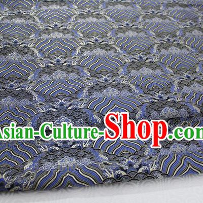 Chinese Traditional Royal Palace Pattern Mongolian Robe Black Brocade Fabric, Chinese Ancient Emperor Costume Drapery Hanfu Tang Suit Material
