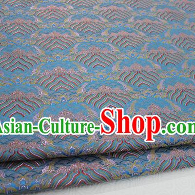 Chinese Traditional Royal Palace Pattern Mongolian Robe Lake Blue Brocade Fabric, Chinese Ancient Emperor Costume Drapery Hanfu Tang Suit Material