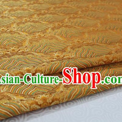 Chinese Traditional Royal Palace Pattern Mongolian Robe Golden Brocade Fabric, Chinese Ancient Emperor Costume Drapery Hanfu Tang Suit Material