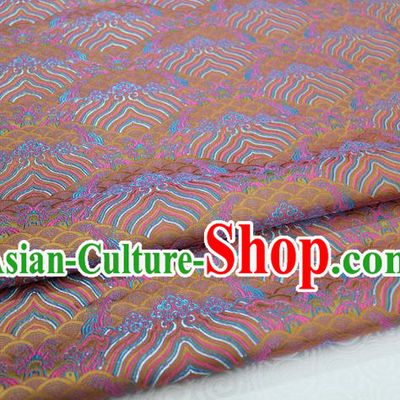 Chinese Traditional Royal Palace Pattern Mongolian Robe Ginger Brocade Fabric, Chinese Ancient Emperor Costume Drapery Hanfu Tang Suit Material