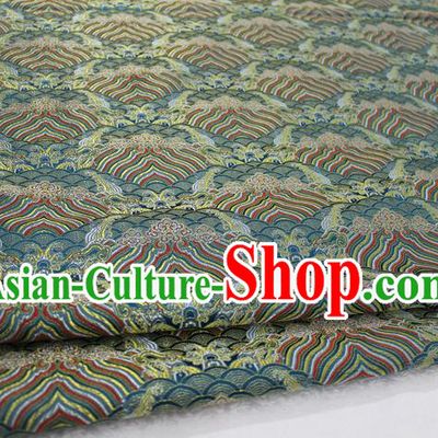 Chinese Traditional Royal Palace Pattern Mongolian Robe Green Brocade Fabric, Chinese Ancient Emperor Costume Drapery Hanfu Tang Suit Material