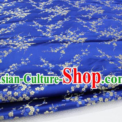 Chinese Traditional Royal Palace Wintersweet Pattern Cheongsam Royalblue Brocade Fabric, Chinese Ancient Emperor Costume Drapery Hanfu Tang Suit Material