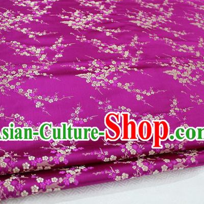 Chinese Traditional Royal Palace Wintersweet Pattern Cheongsam Rosy Brocade Fabric, Chinese Ancient Emperor Costume Drapery Hanfu Tang Suit Material