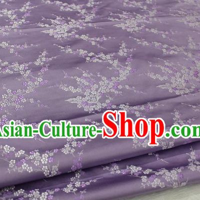 Chinese Traditional Royal Palace Wintersweet Pattern Cheongsam Lilac Brocade Fabric, Chinese Ancient Emperor Costume Drapery Hanfu Tang Suit Material