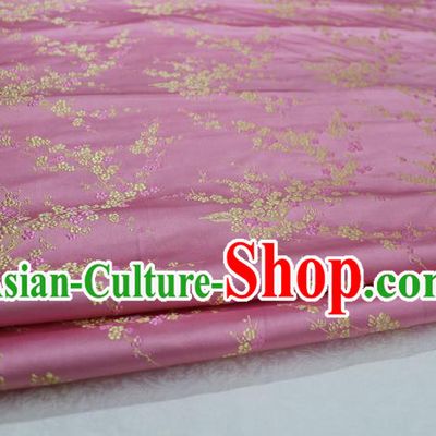 Chinese Traditional Royal Palace Wintersweet Pattern Cheongsam Pink Brocade Fabric, Chinese Ancient Emperor Costume Drapery Hanfu Tang Suit Material