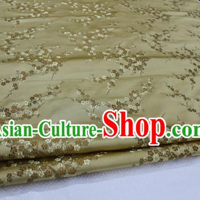 Chinese Traditional Royal Palace Wintersweet Pattern Cheongsam Golden Brocade Fabric, Chinese Ancient Emperor Costume Drapery Hanfu Tang Suit Material