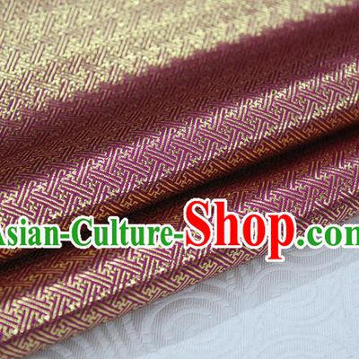 Chinese Traditional Royal Palace Pattern Mongolian Robe Wine Red Brocade Fabric, Chinese Ancient Emperor Costume Drapery Hanfu Tang Suit Material