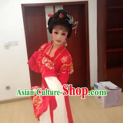 Traditional Ancient Chinese Yueju Opera Dancing Costume, Chinese Folk Dance Water Sleeves Dress, Chinese Imperial Emperess Embroidery Costume for Women