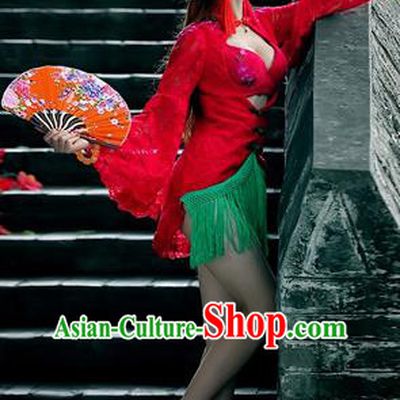Traditional Ancient Chinese Dancing Costume, Chinese Folk Dance Lace Dress, Chinese Imperial Emperess Embroidery Costume for Women