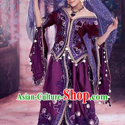 Traditional Chinese Uyghur nationality Dancing Costume, Folk Dance Ethnic Costume, Chinese Minority Nationality Uigurian Dance Costume for Women