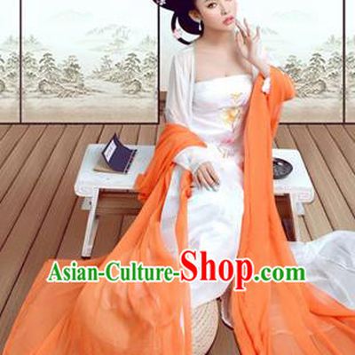 Traditional Ancient Chinese Costume, Costumes Elegant Hanfu Clothing Chinese Tang Dynasty Imperial Emperess Tailing Embroidered Clothing for Women