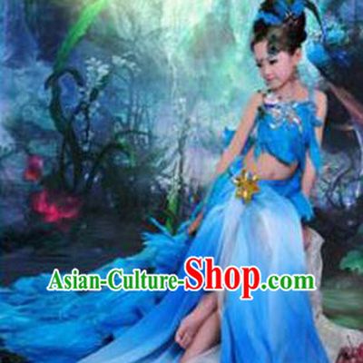 Traditional Ancient Chinese Imperial Princess Children Costume, Chinese Han Dynasty Little Fairy Peacock Dance Elegant Dress, Cosplay Chinese Princess Hanfu Clothing for Kids