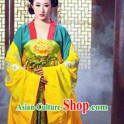 Traditional Ancient Chinese Imperial Consort Costume, Elegant Hanfu Clothing Chinese Tang Dynasty Imperial Emperess Tailing Embroidered Clothing for Women