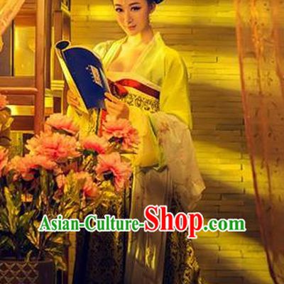 Traditional Ancient Chinese Imperial Consort Costume, Elegant Hanfu Clothing Chinese Tang Dynasty Imperial Emperess Long Water Sleeve Clothing for Women