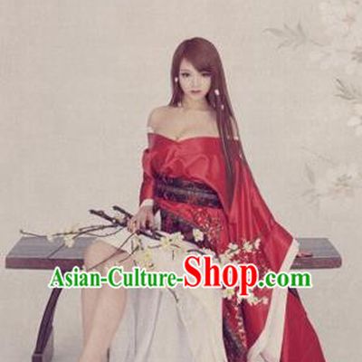 Traditional Ancient Chinese Imperial Consort Sexy Costume, Elegant Hanfu Clothing Chinese Han Dynasty Imperial Emperess Tailing Clothing for Women