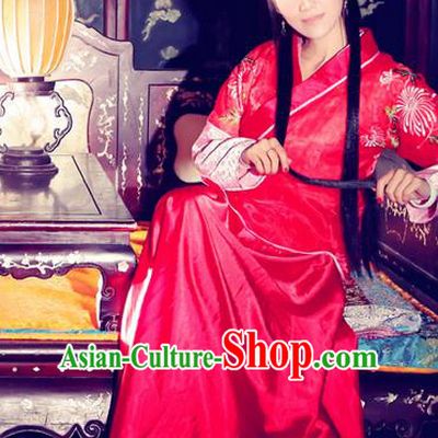 Traditional Ancient Chinese Wedding Costume, Elegant Hanfu Clothing Chinese Ming Dynasty Imperial Emperess Bride Embroidered Clothing for Women