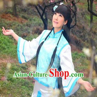 Traditional Ancient Chinese Imperial Consort Costume, Elegant Manchu Clothing Chinese Qing Dynasty Imperial Emperess Blue Clothing for Women