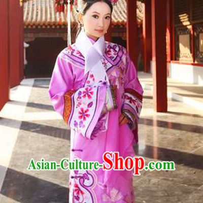 Traditional Ancient Chinese Imperial Consort Costume, Chinese Qing Dynasty Manchu Pink Dress, Cosplay Chinese Mandchous Imperial Princess Embroidered Clothing for Women