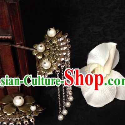 Traditional Handmade Chinese Ancient Classical Hair Accessories Bride Wedding Hair Sticks, Hair Fascinators Hairpins for Women