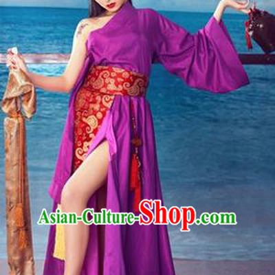 Ancient Chinese Swordsman Purple Sexy Costumes for Women