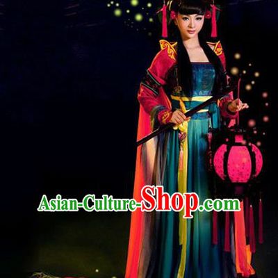 Traditional Ancient Chinese Costume, Costumes Elegant Hanfu Clothing Chinese Goddess Chang E Flying Moon Clothing for Women