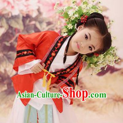 Traditional Ancient Chinese Imperial Princess Children Costume, Chinese Tang Dynasty Little Girls Dress, Cosplay Chinese Princess Embroidered Hanfu Clothing for Kids