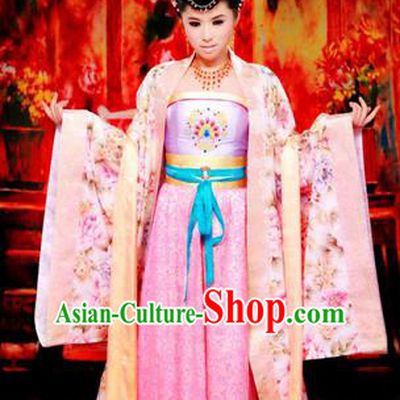 Traditional Ancient Chinese Imperial Emperess Costume, Chinese Tang Dynasty Lady Yang Dance Dress, Chinese Peri Imperial Princess Embroidered Hanfu Clothing for Women