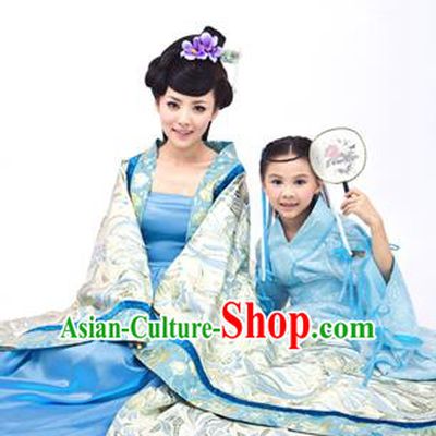 Traditional Ancient Chinese Imperial Consort and Children Costume, Chinese Tang Dynasty Palace Female Dress, Chinese Mother and Girl Clothing for Women