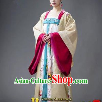 Traditional Ancient Chinese Imperial Consort Costume, Elegant Wu ZetianHanfu Clothing Chinese Tang Dynasty Imperial Emperess Embroidered Clothing for Women