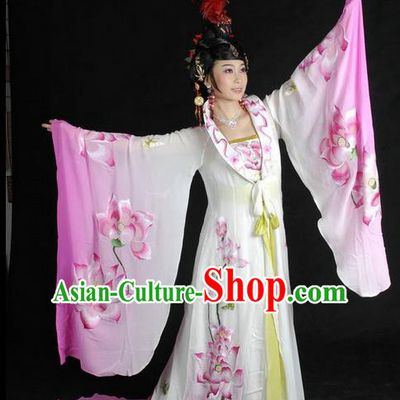 Traditional Ancient Chinese Peking Opera Imperial Empress Costume, Elegant Hanfu Clothing Chinese Tang Dynasty Imperial Empress Embroidered Lotus Clothing for Women