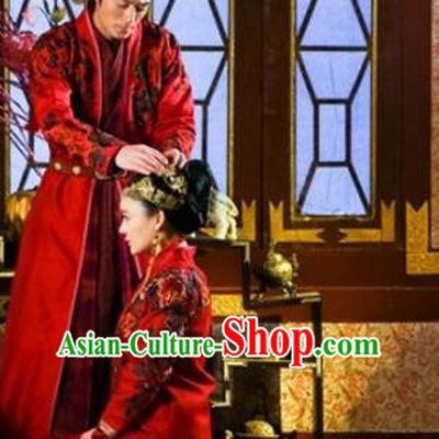 Traditional Ancient Chinese Wedding Costume, Chinese Ming Dynasty Wedding Dress, Cosplay Chinese Imperial Princess Embroidered Clothing for Women for Men