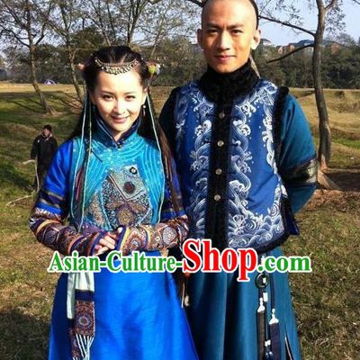 Traditional Ancient Chinese Imperial Consort Costume, Chinese Qing Dynasty Mongolia Lady Dress, Chinese Mongolia Robes Imperial Princess Clothing for Women