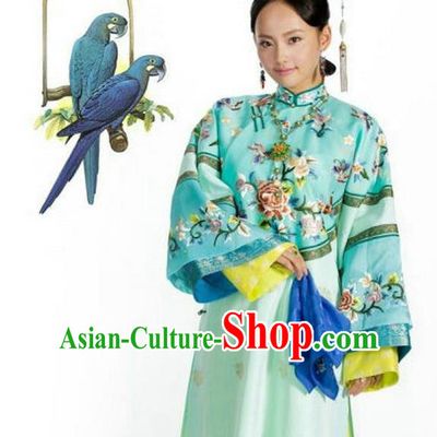 Traditional Ancient Chinese Imperial Consort Costume, Chinese Qing Dynasty Manchu Lady Dress, Chinese Mandarin Robes Imperial Concubine Full Embroidered Clothing for Women