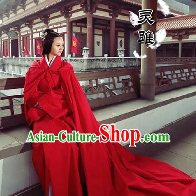 Traditional Ancient Chinese Imperial Princess Red Cloak, Elegant Hanfu Clothing Chinese Han Dynasty Imperial Empress Cloak for Women