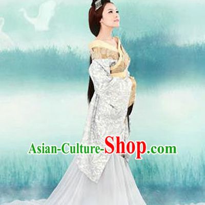 Traditional Ancient Chinese Female Costume, Elegant Hanfu Clothing Chinese Han Dynasty Imperial Emperess Tailing Clothing for Women