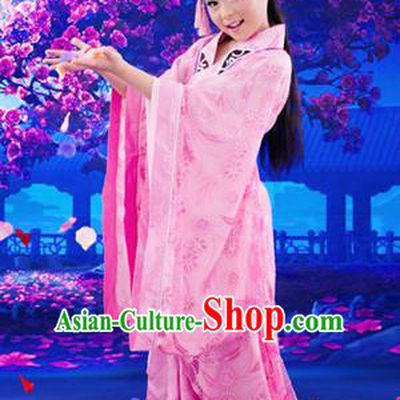 Traditional Ancient Chinese Children Costume, Elegant Hanfu Clothing Chinese Tang Dynasty Young Lady Embroidered Clothing for Kids