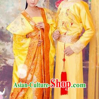 Traditional Ancient Chinese Imperial Consort Costume Set, Elegant Hanfu Clothing Chinese Tang Dynasty Imperial Queen Tailing Embroidered Clothing for Women