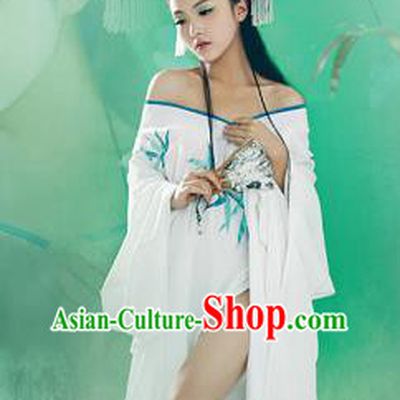 Traditional Ancient Chinese Peking Opera Female Costume, Hanfu Clothing Chinese Tang Dynasty Embroidered Bamboo Clothing for Women